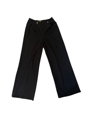Michael Kors Black Wide-Leg Side Zip Trousers with Gold-Tone Buttons